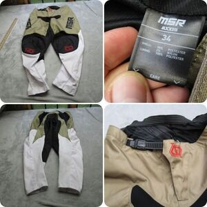 MSR Axxis Motocross Pants Mens 32X29 Green‎ Black Canvas Adjustable Waist Riding